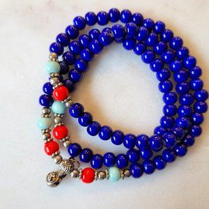 Royal blue ceramic bead chain